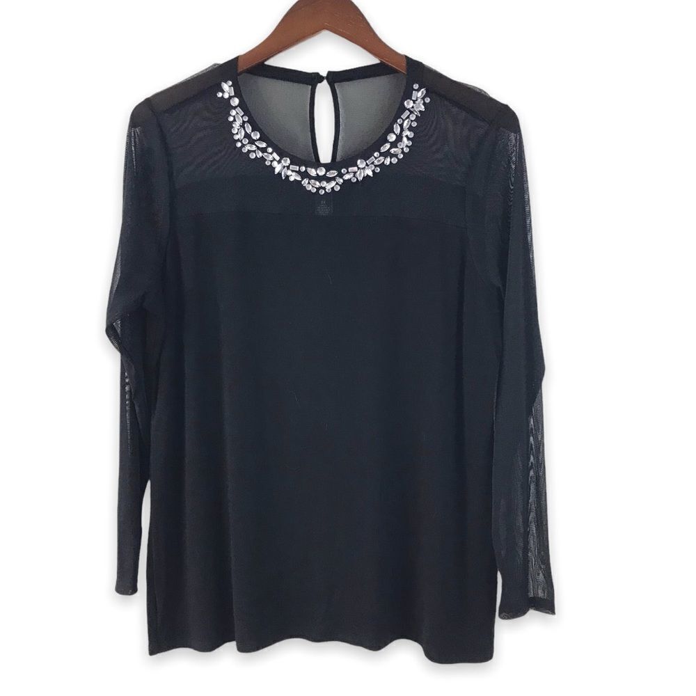 I.N.C. Black bejeweled blouse